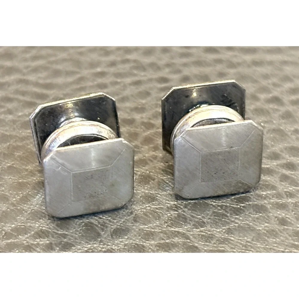 Vintage B&W Co Kum-A-Part Art Deco Sterling Silver Top Snap Cufflinks Pat 1923